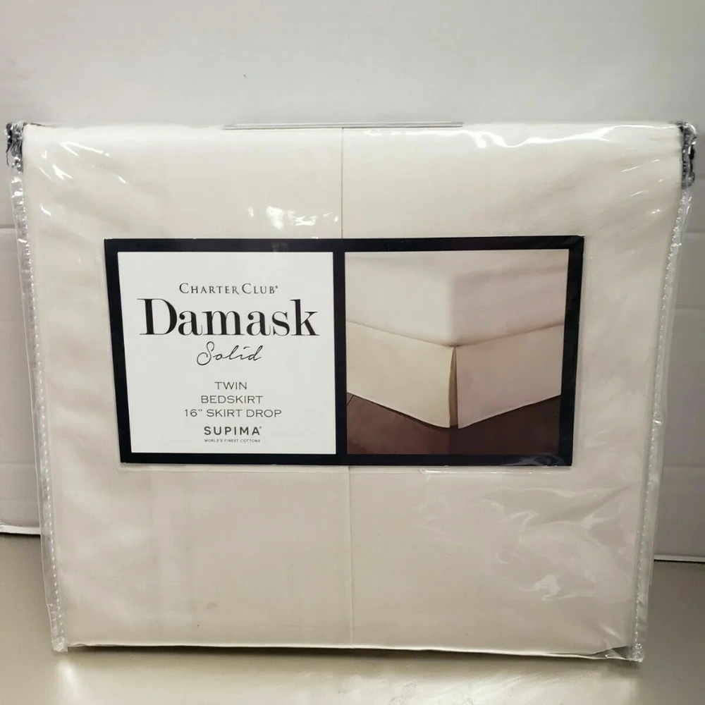 Charter Club Damask 100% Supima Cotton 550 Thread Count Bedskirt, Ivory, Twin